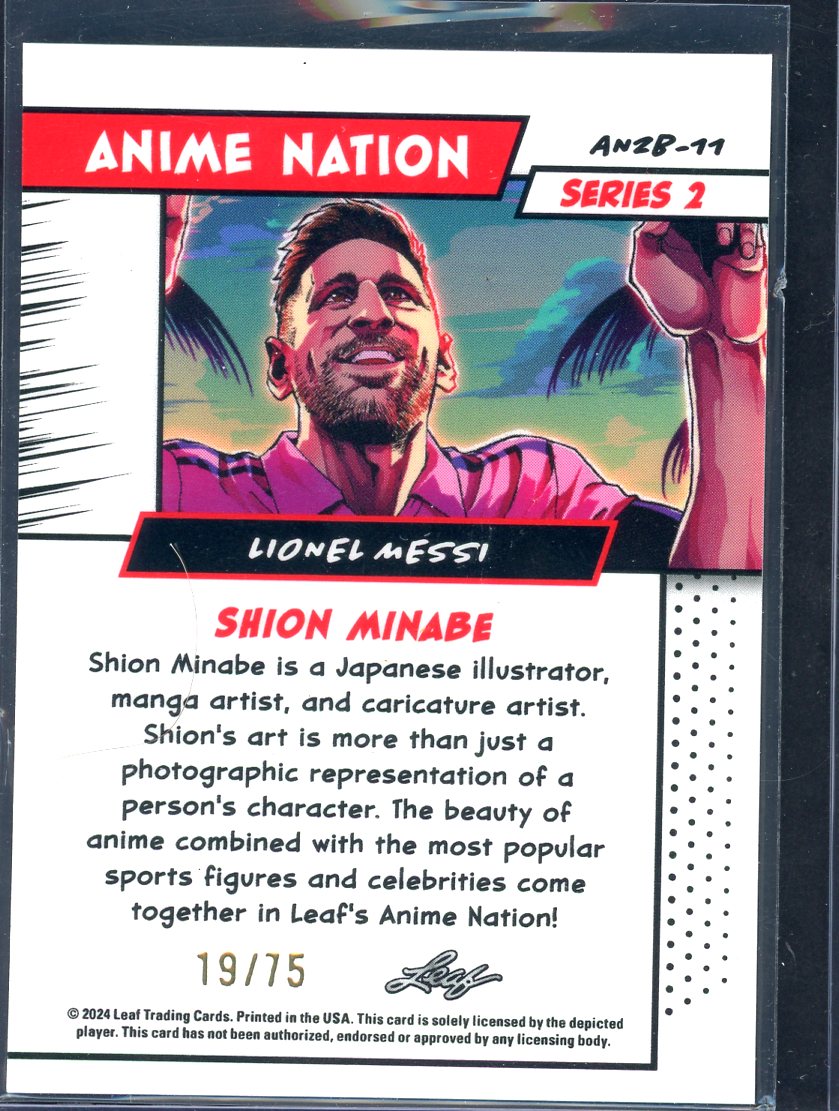 2024 Leaf Lionel Messi Anime Nation Series 2 Blue #19/75 #AN2B-11