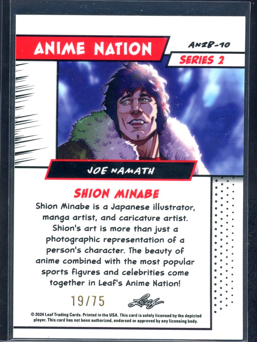 2024 Leaf Joe Namath Anime Nation Series 2 Blue #19/75 #AN2B-10