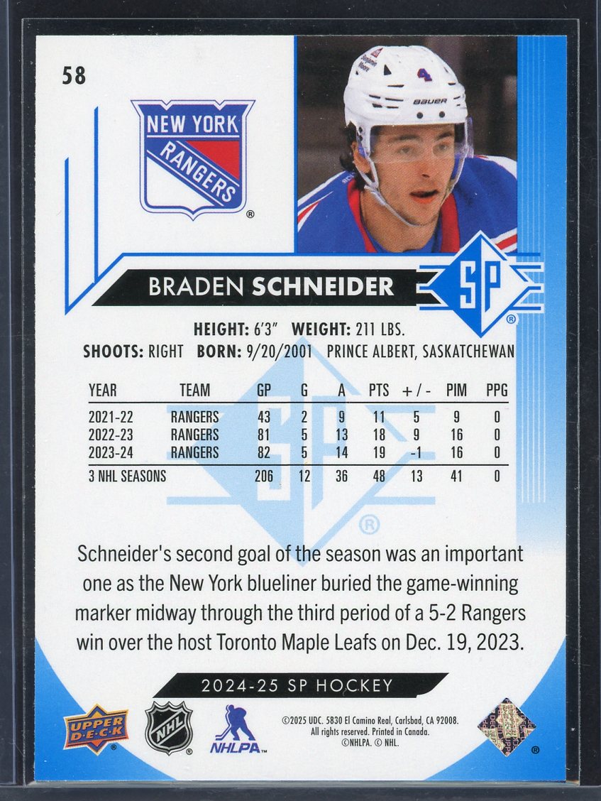 2024 SP Authentic Braden Schneider #58