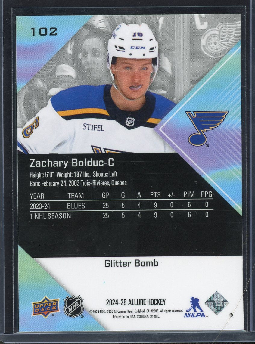 2024 UpperDeck Allure Glitter Bomb Rookie Zachary Bolduc #102