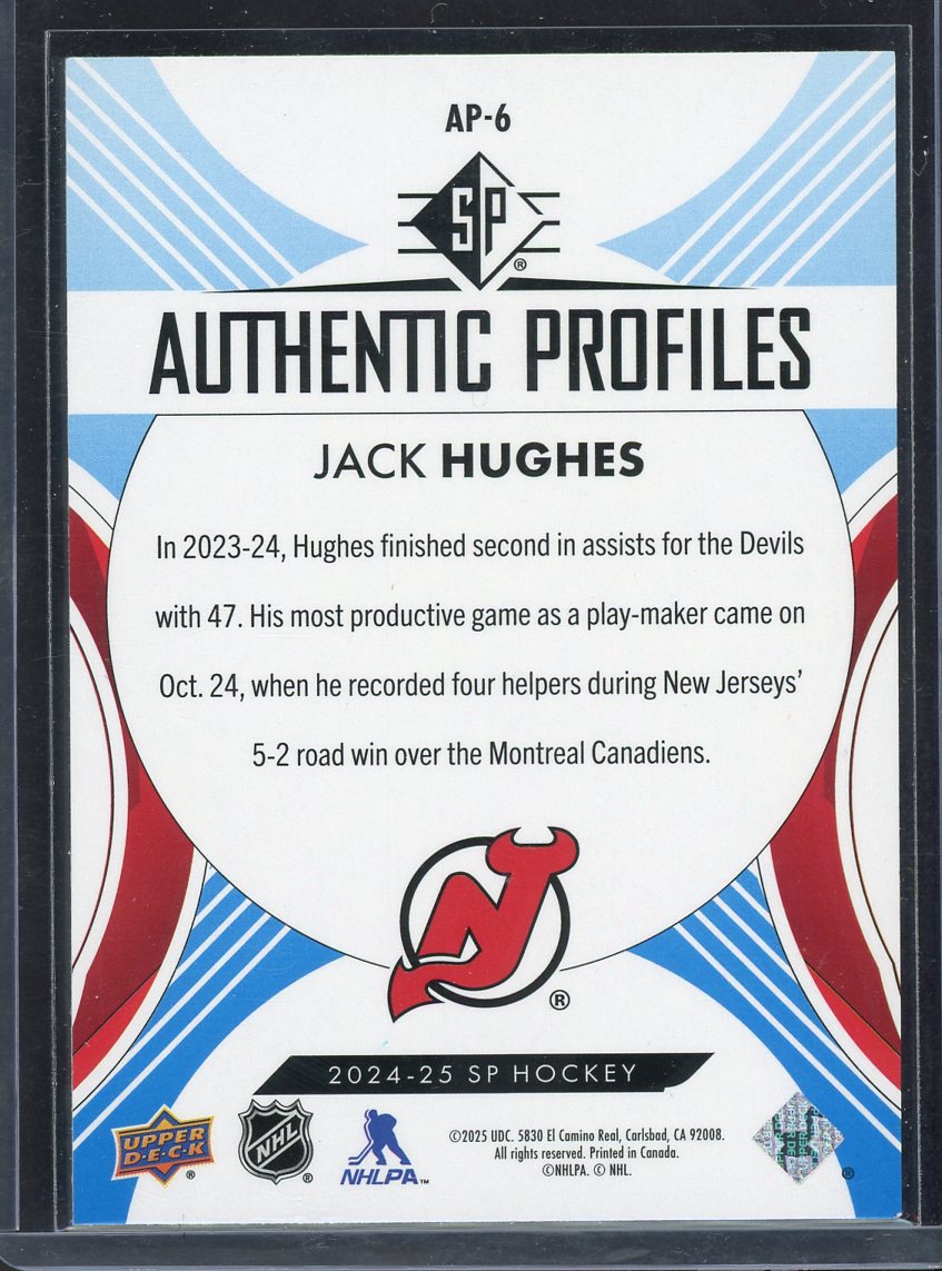 2024 SP Authentic Profiles Jack Hughes #AP-6