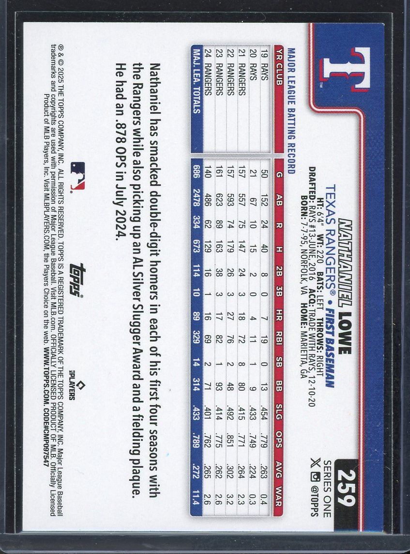 2025 Topps Series 1 Diamante Foil Nathaniel Lowe #259