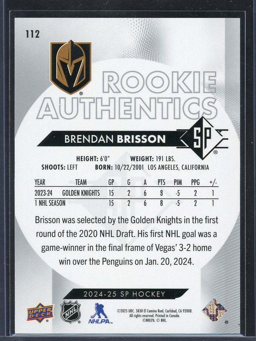 2024 SP Authentic Rookies 1114/1299 Brendan Brisson