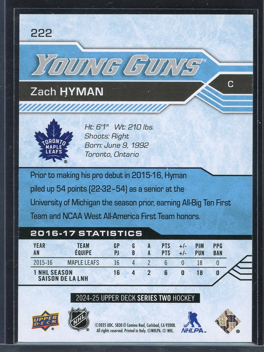 2024 UpperDeck Series 2 Young Guns Zach Hyman #222