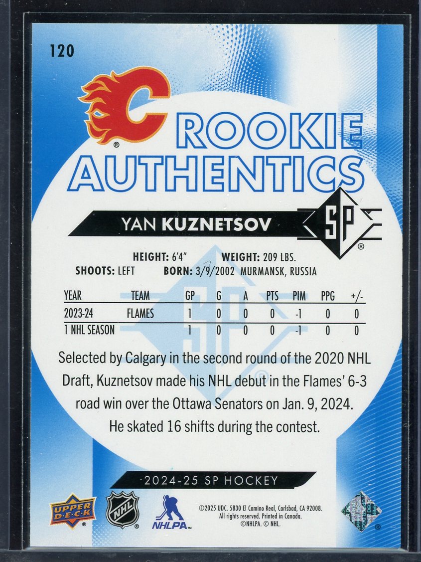 2024 SP Authentic Rookie Yan Kuznetsov #120