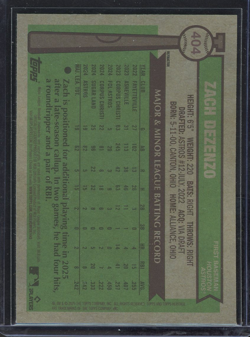 2025 Topps Heritage Zach Dezenzo Chrome Refractor Rookie Card #404