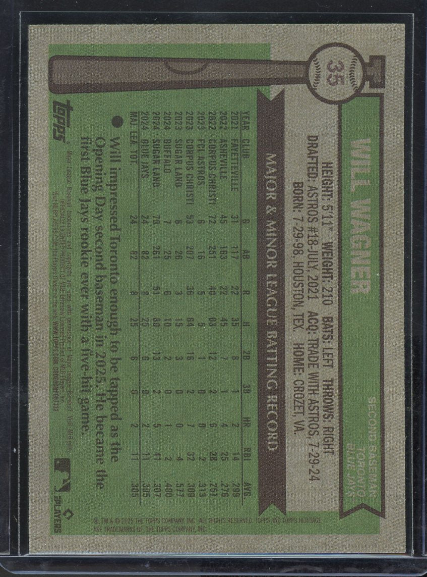 2025 Topps Heritage Will Wagner Blue Boarder #35