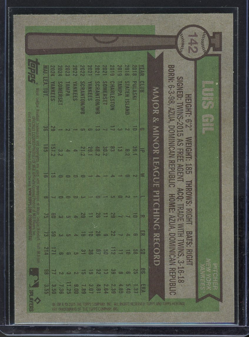 2025 Topps Heritage Luis Gil Blue Boarder #142