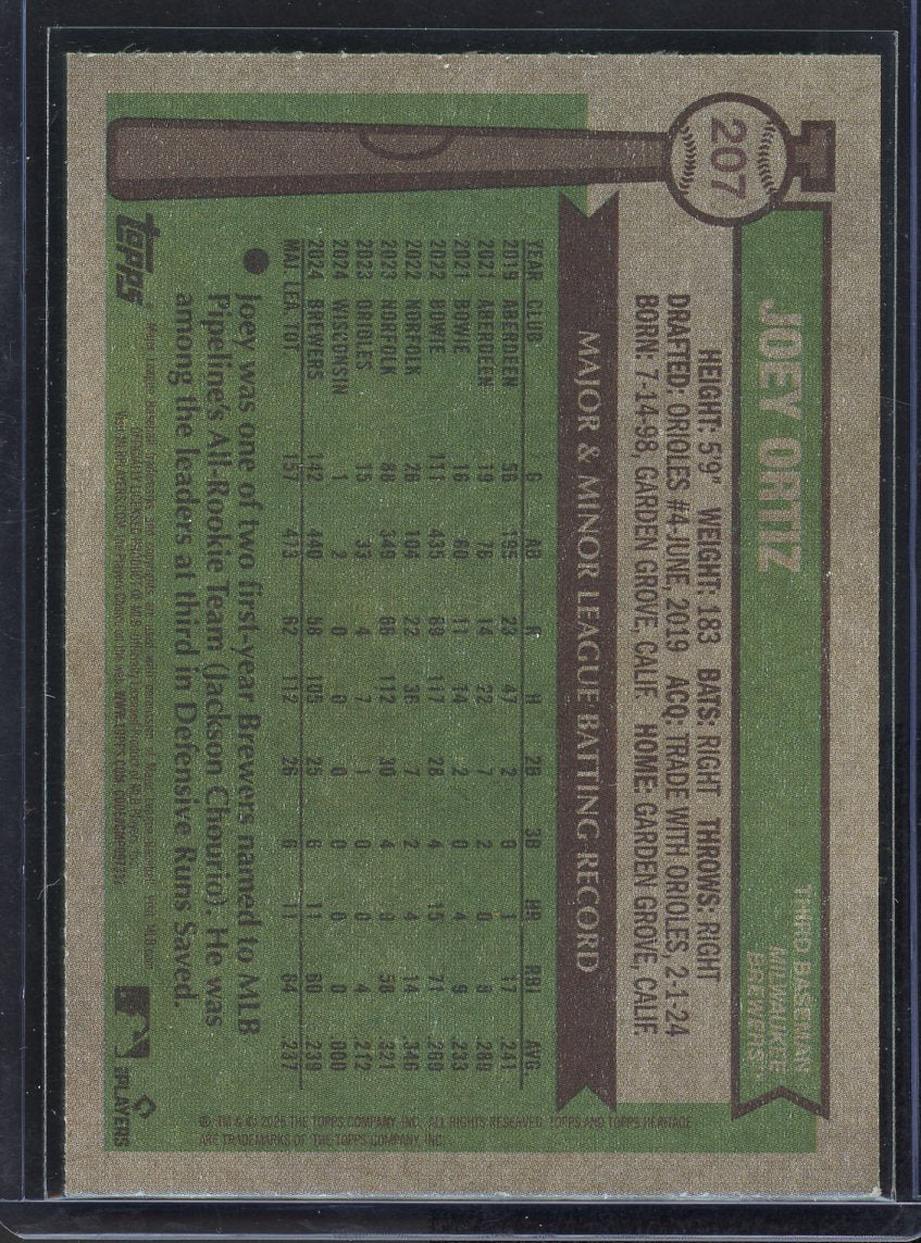 2025 Topps Heritage Joey Ortiz All Star Rookie #207