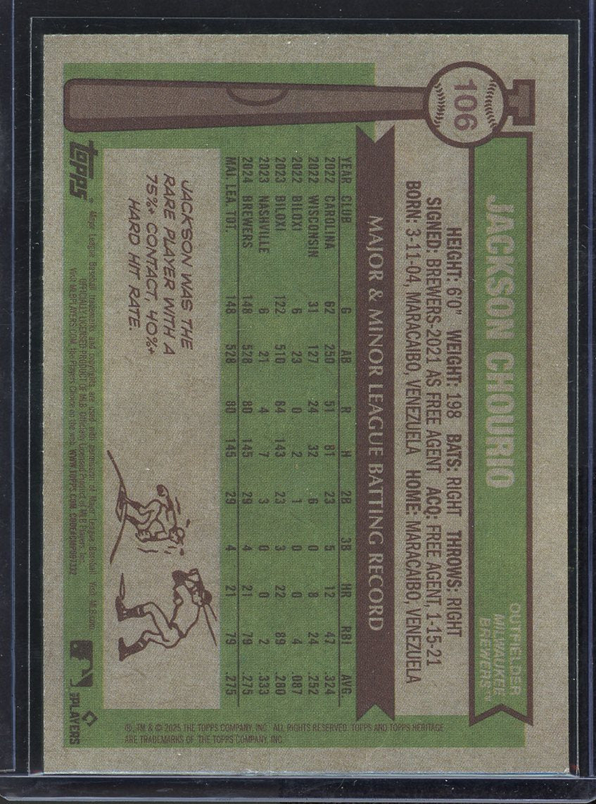 2025 Topps Heritage Jackson Chourio All Star Rookie #106