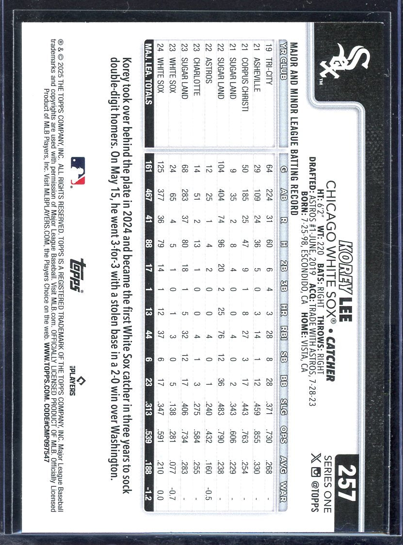 2025 Topps Series 1 Korey Lee Chrome Refractor #257