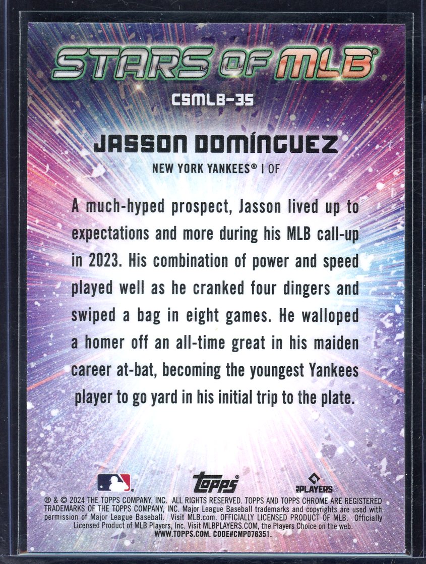 2024 Topps Chrome Stars of MLB Jasson Dominguez Rookie Card #CSMLB-35