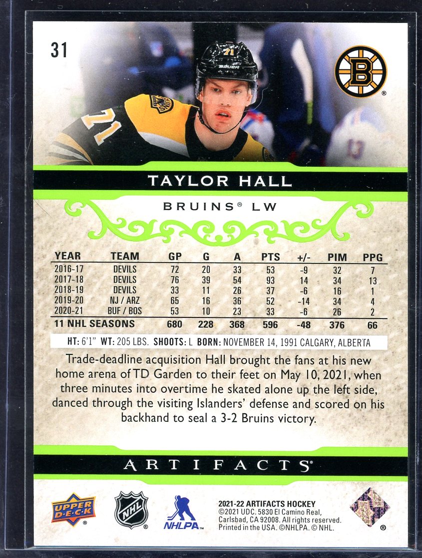 2021 UpperDeck Artifacts Taylor Hall Green #31